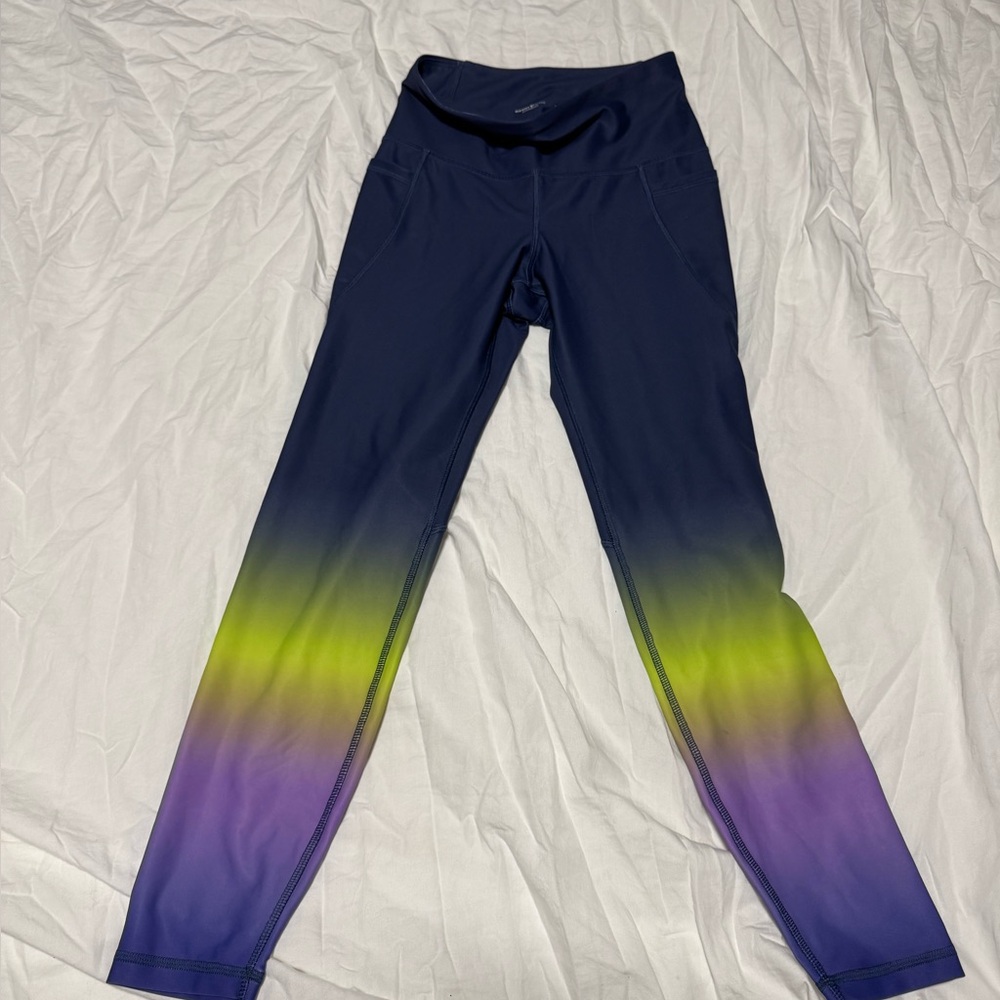 Old Navy Blue and Yellow Gradient/Ombre Athletic Leggings